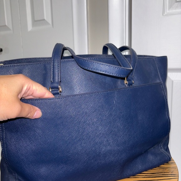 Tory Burch large tote bag navy blue Carryall leather handbag - Picture 8 of 16